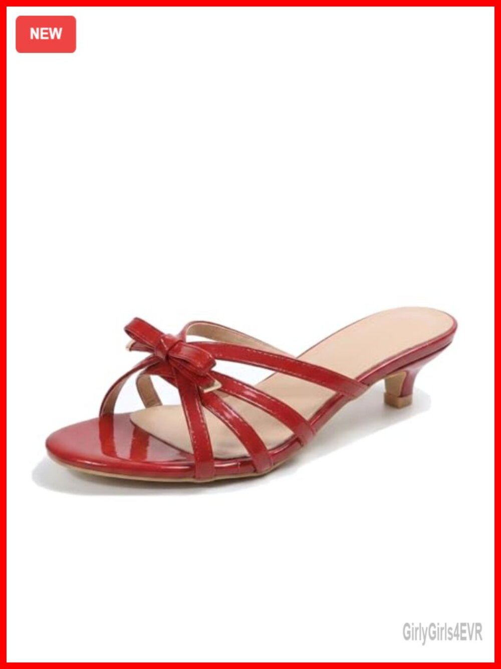 Faux Leather PU Kitten Heel Slide Sandals Open Toe Strappy Wedding Party Shoes